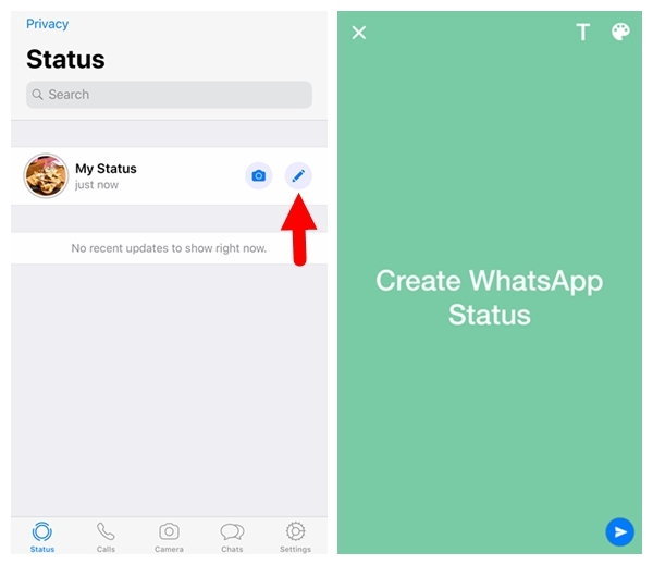 Add WhatsApp Status Text