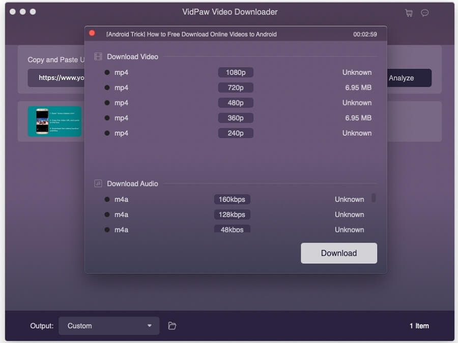 Anaylze Online Video in VidPaw for Mac