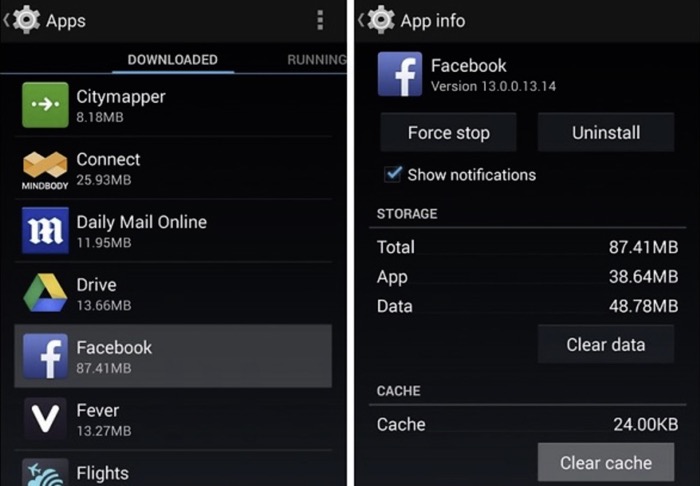 Clear Facebook Cache on Android