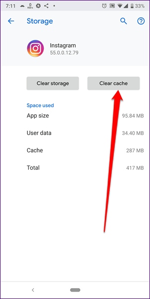 Clear Instagram Cache Android