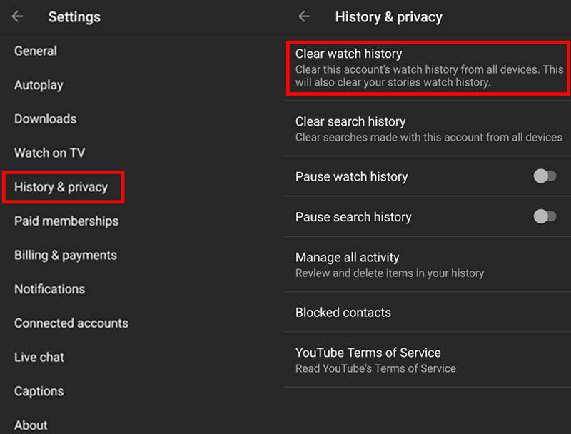Clear Youtube App Watch History