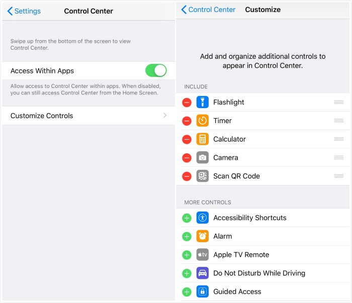 Control Center Customization Hack