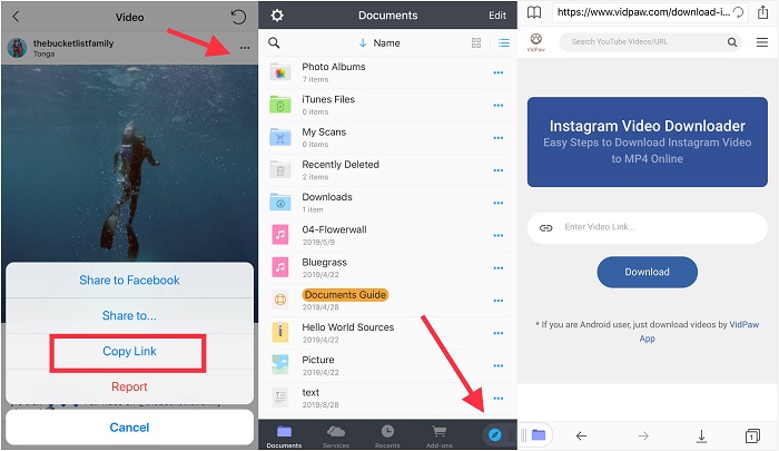Copy Instagram URL on Mobile