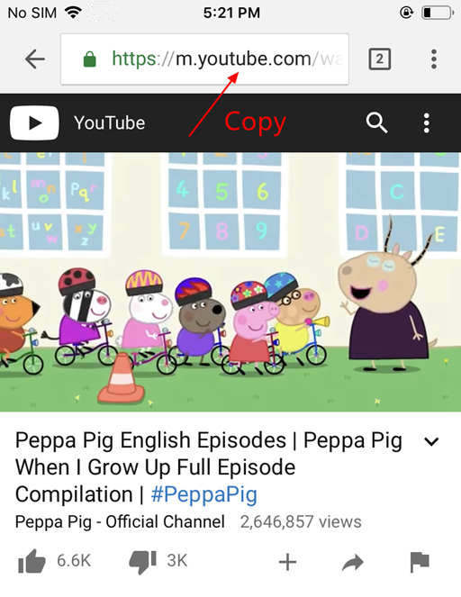 Copy Peppa Pig Video Link On iPhone