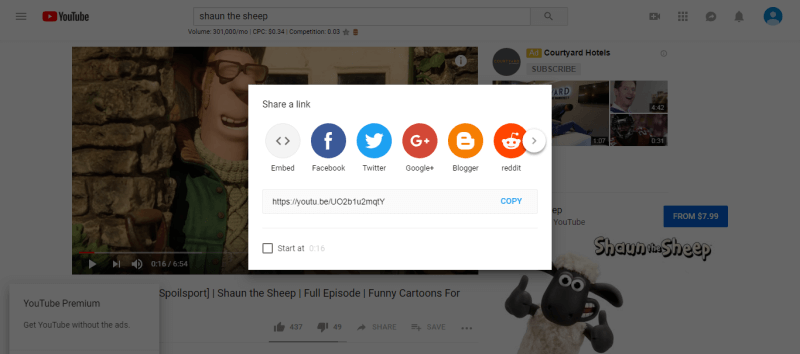 Copy the URL of Shaun the Sheep Video