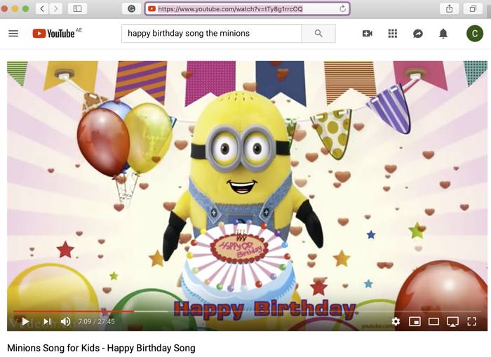 Copy the Link of the Happy Birthday Song