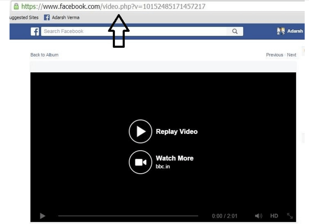 Copy the Facebook Video's URL