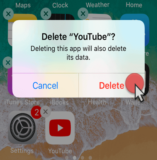 Delete YouTube on iPhone