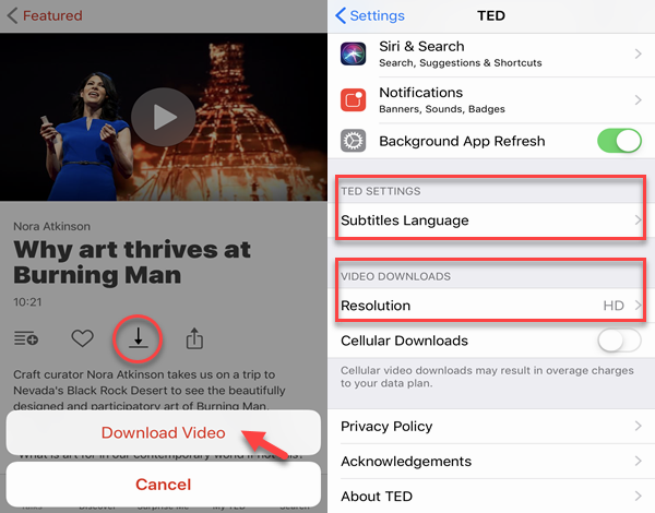 Download TED Talk Video and Audio to iPhone