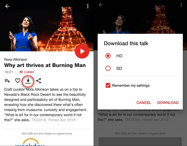 Download TED Talk Videos and Audio to Android Mobile