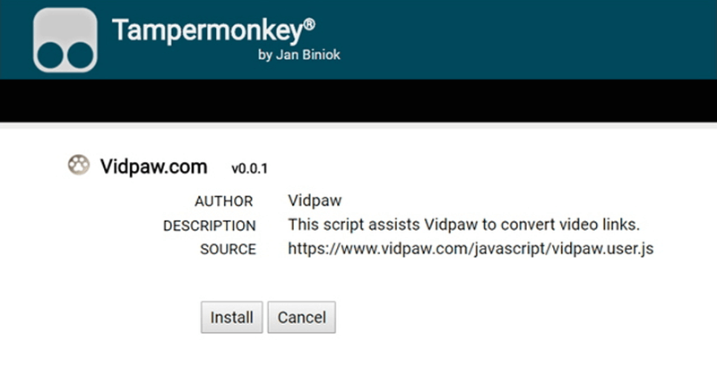 Install Vidpaw Extension