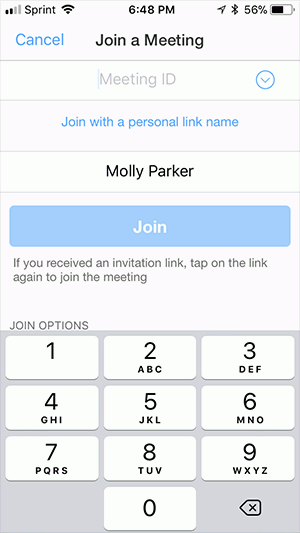 Join A Meeting in Zoom Mobile