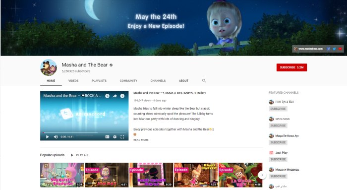 Masha and the Bear YouTube Channel