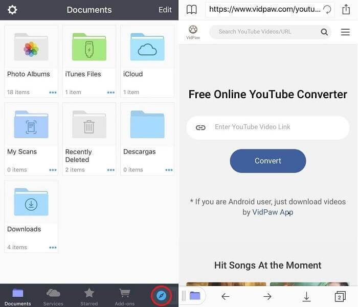 Open YouTube to Converter on iPhone