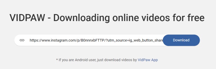 Paste Instagram Photo URL to VidPaw