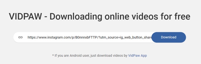 Paste Instagram Photo to VidPaw