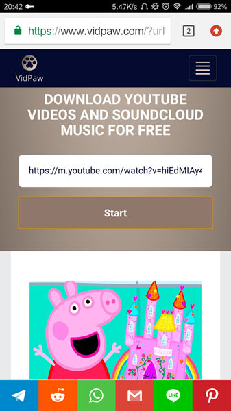Paste Peppa Pig Video Link On Vidpaw Android