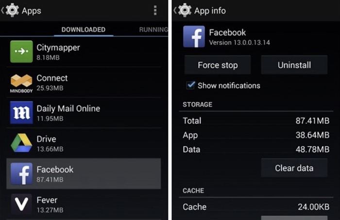 Reinstall Facebook Android