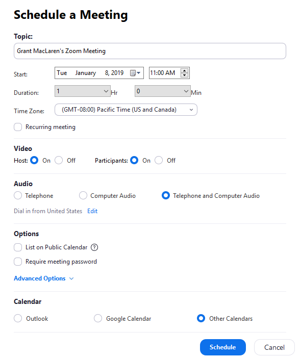 Schedule A Zoom Meeting