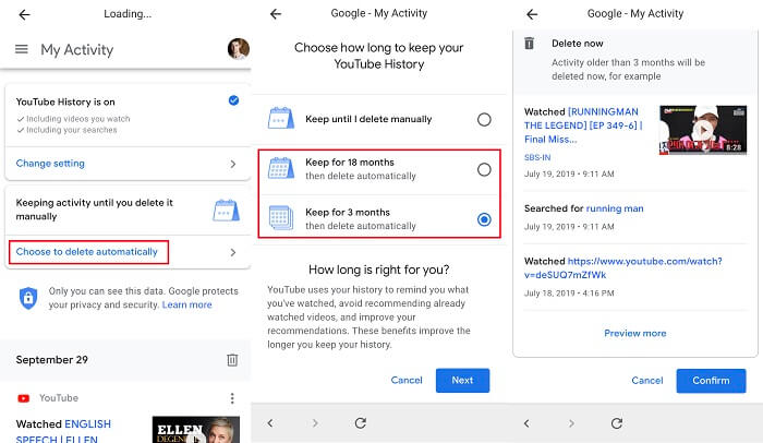 Set Automatic History Deletion on YouTube App