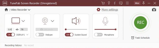 Tunefab Screen Recorder Interface