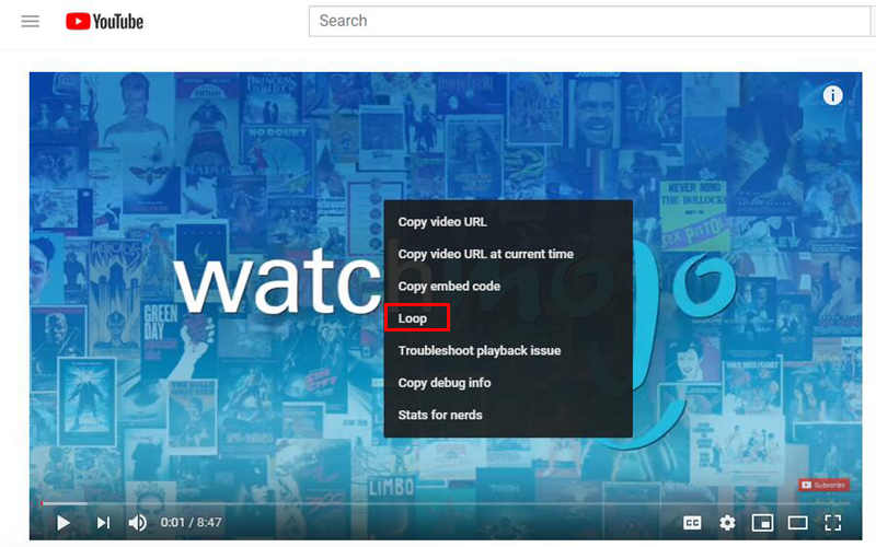 Turn On YouTube Loop Feature