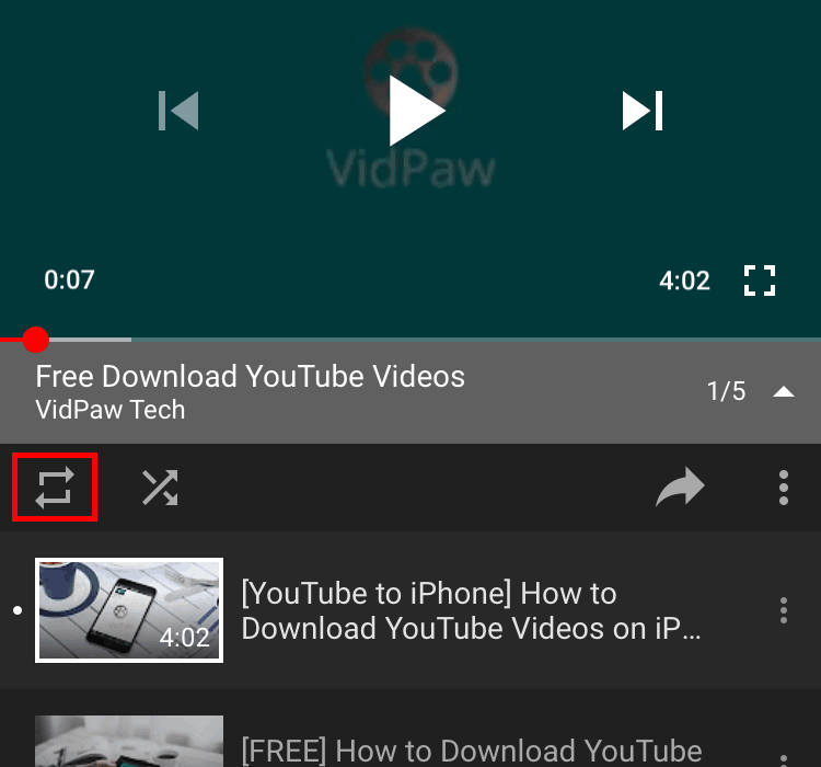 Turn On The Loop Feature On iPhone YouTube App