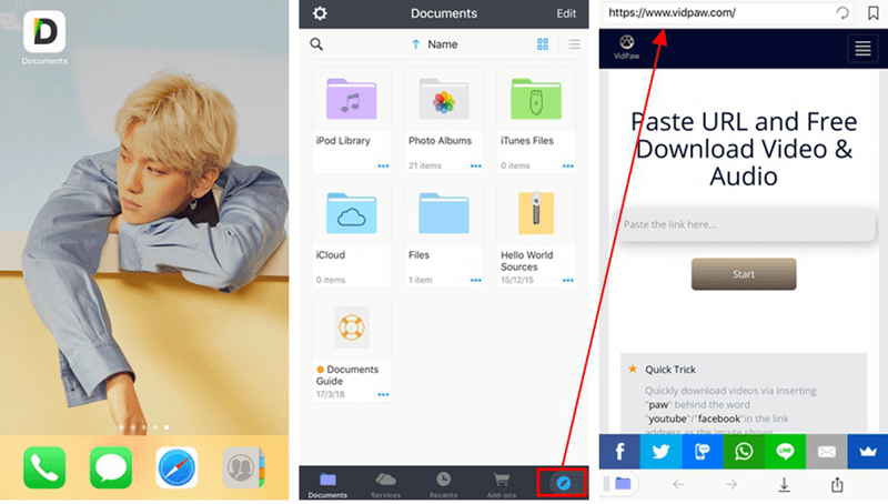 Open Vidpaw In Documents And Paste Link
