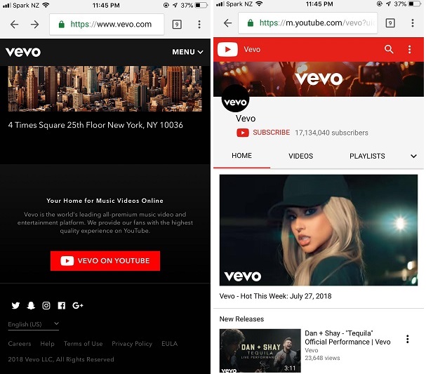 Vevo on iPhone