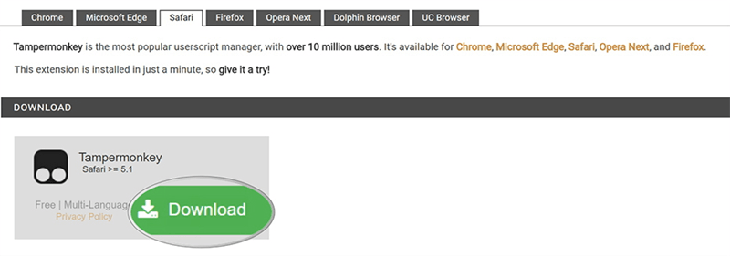 Download Tampermokey on Firefox