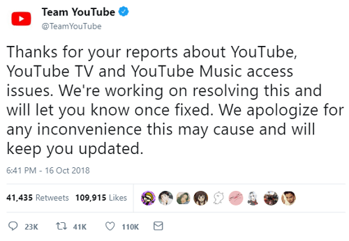 YouTube Twitter Response