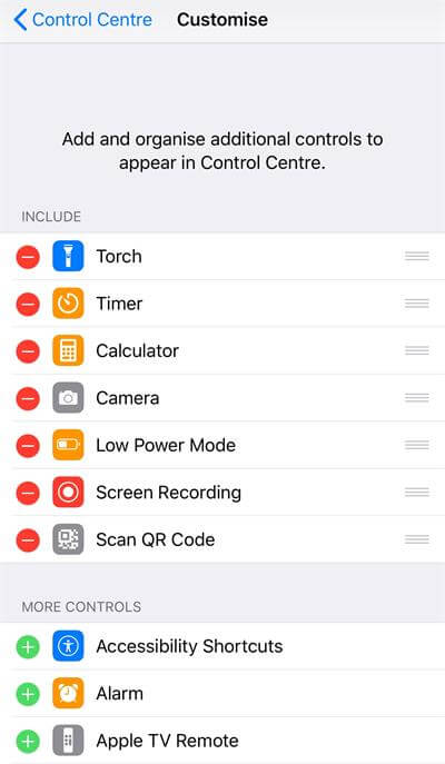 Add Screen Recorder to Control Centre