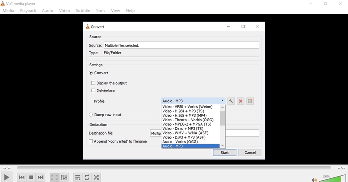 Choose Output File Type