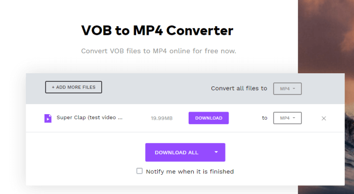 Convert VOB to MP4 Online