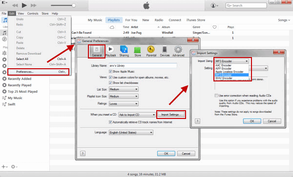 Convert WAV to MP3 in iTunes Windows