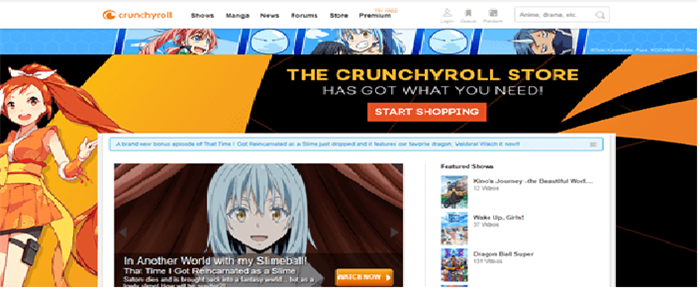 Crunchyroll Website