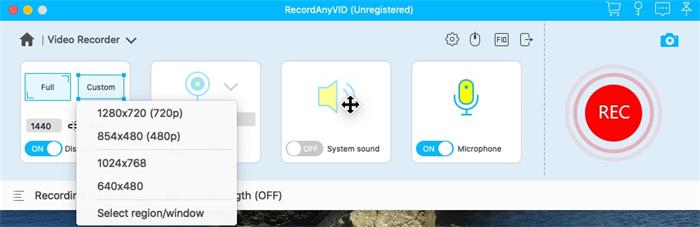 Select Recording Area on Mac