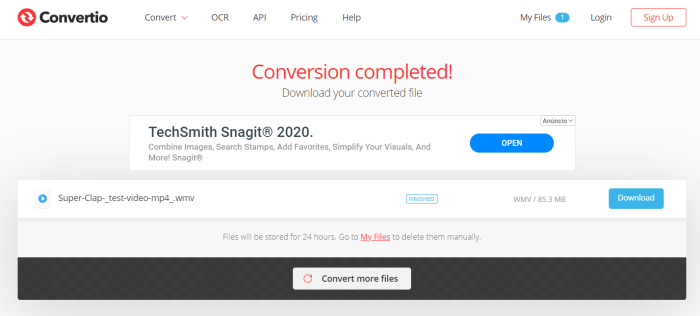 Download Converted MP4 from Convertio