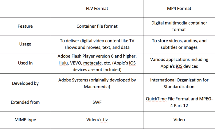 FLV VS MP4