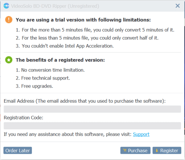 Free Trial VS Reigstered Version