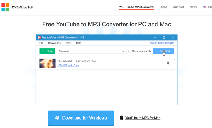 Free YouTube to MP3 Converter from DVDVideoSoft