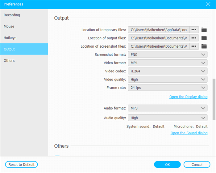 Output Settings