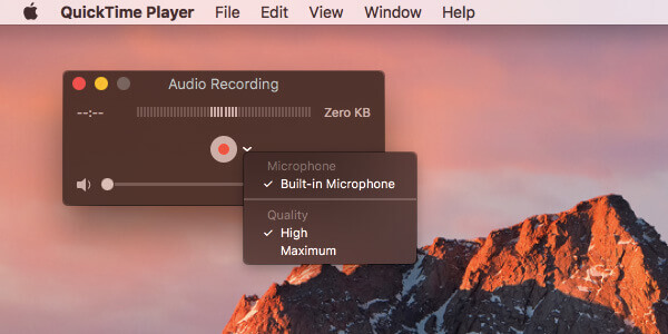 QuickTime Audio Recording Settings