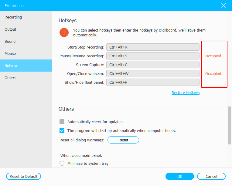 Restore Hotkeys