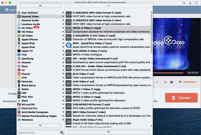 Select Format for Blu-ray Content