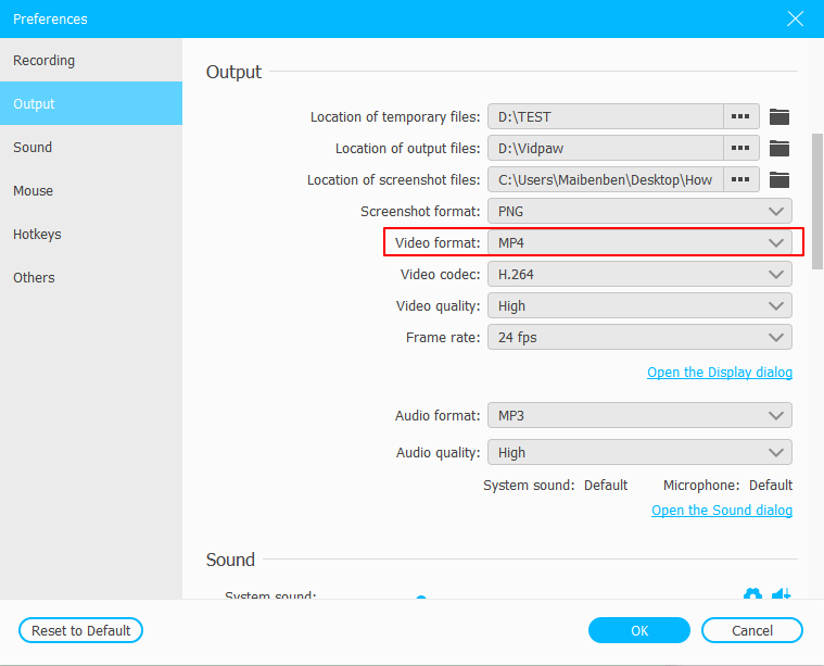 Select Output Format