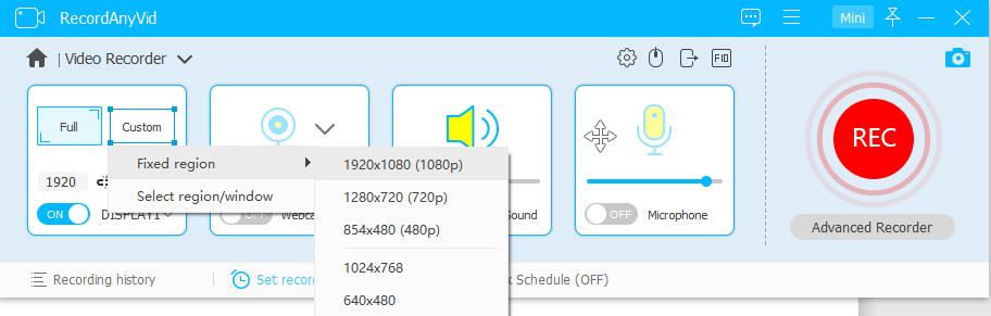 Set Recording Region