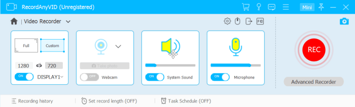 Customize Recording Area