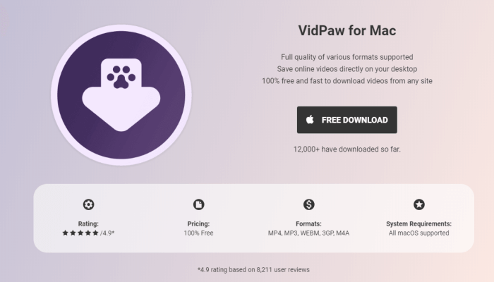 VidPaw for Mac Rating